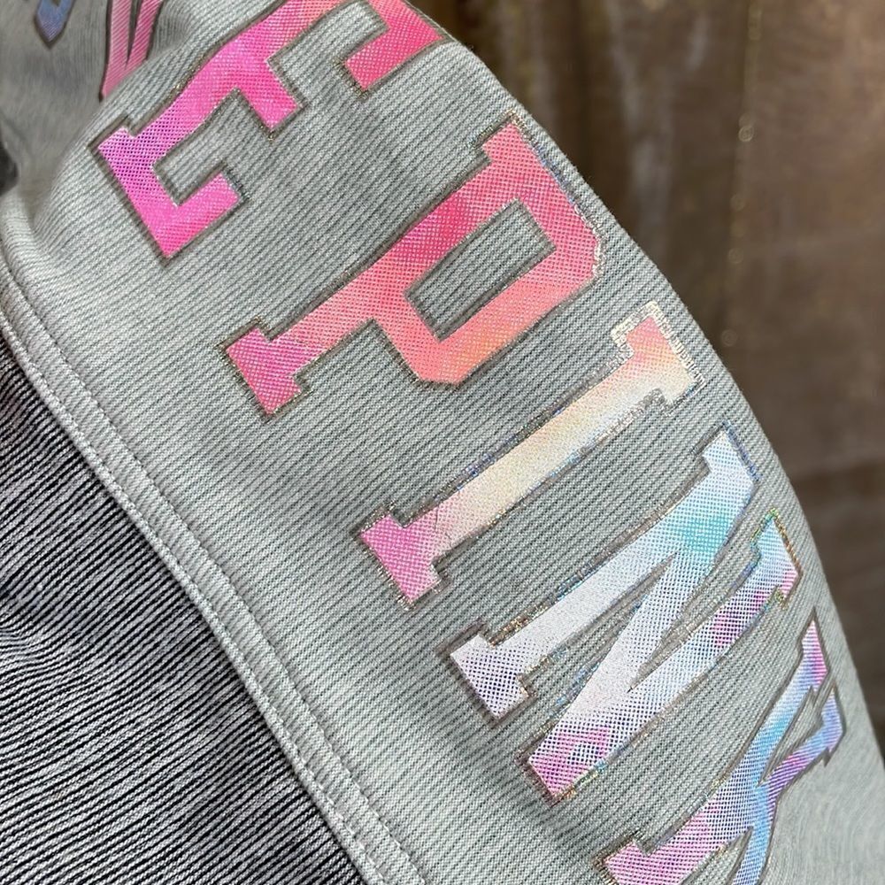 RARE PINK Victorias Secret gray watercolor yoga logo leggings, size XS - Picture 3 of 7